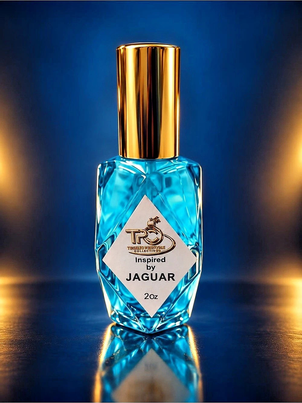 Tinseltown Royale Collections Inspired by Jaguar Perfume Blue & Gold 2 oz